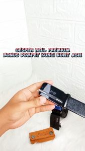 Ikat pinggang rel pria kulit FREE TOPI DISTRO Gesper rel premium pria gesper elastis