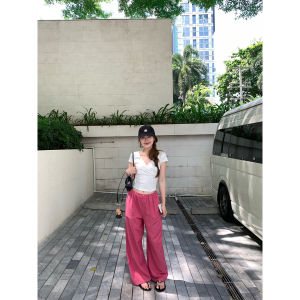 Strawberry Water Sensation Women Linen Casual Pants