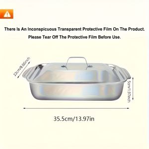 Commercial Stainless Steel Baking Pan with Lid Heavy Duty Non-Stick Cookie Sheet for Oven Stove & Grill