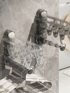 Foldable Plastic Clothes Drying Rack Balcony Storage Multi-Function Laundry Holder with Clips Space Saver No Drilling Required