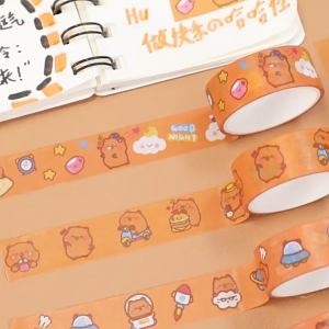 Washi Tape Roll Selotip Karakter Capybara Lucu Isolasi DIY Scrapbook DCA0011