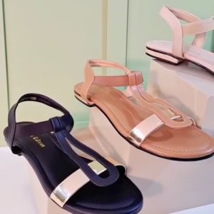 Nicholas Edison Flats Benive Sandal Tali Wanita Terbaru Elastis Slip on Casual Strappy - Warna Solid, Ankle Strap, Open Toe (Black/Camel/Navy/Light Gold)