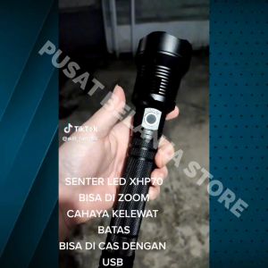 BERGARANSI TaffLED Senter LED Zoom Super terang cas tahan 24 jam jarak jauh XHP70.2 9000 Lumens