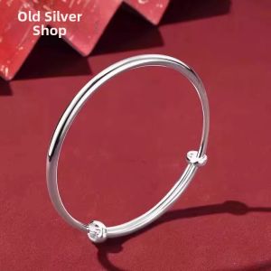 WU YUE JEWELRY | Solid 9999 Traditional Pure Silver Adjustable Bracelet
