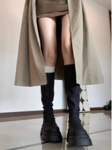 Womens Thick Bottom Fleece Lined Long Boots 2024 New Autumn Winter Slim High Tube Boots Knee High Small Size Knight Boots