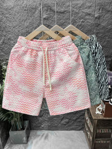 Casual Mens Short Pants Summer New Style Fashion Brand Outerwear Wave Pattern Trendy Loose Fit Elastic Waist Youth Popular