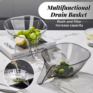 Multifunctional Drain Basket Kitchen Washing Box Vegetable Washing Basin Transparent Strainer Basket