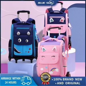 (48 hours delivery)Trolley childrens school bag  kindergarten girl bag trolley backpack 6-wheel stair trolley bag for kids boys trolley bag for kids girls  Backpacks Trolley school bag with wheels