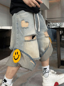 Quần Short Denim Rách Phong Cách Mùa Hè Cho Nam Quần Short Ống Đứng Cạp Vừa Quần Áo Nam Trẻ Trung Chống Nhăn