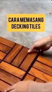 Lantai Kayu - Decking Tile Ukuran 30cm x 30cm Sudah finishing Varnish Brown Untuk Outdoor Dan Indoor