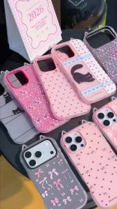 Cat Ears Colorful Tiny Flower Print Phone Case For iPhone 18 Pro Max 17 16 15 14 13 12 11 Pro Max Shockproof Funda Capa Covers