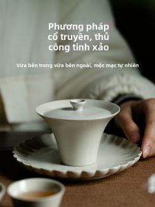 TUOTU | Bộ Chén Khải & Tống Trà Men Tro Cổ - Dụng Cụ Thưởng Trà Cao Cấp