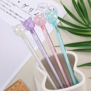 Colorful Transparent Barrel Sparkling Crystal Pig Glitter Gel Pen 0.5mm Cute Stationery Suitable for School Office and Students