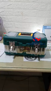 DOZIRO Tool Box 15" Besi Stainless Steel Kotak Perkakas Besar Heavy Duty 15 inch 35 x 17 x 17 cm Wadah Perkakas Stenlis + PVC