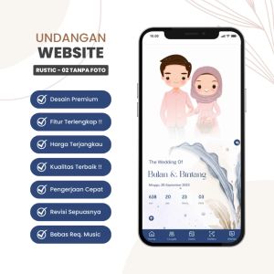 Undangan Digital Pernikahan Website Premium Tema Rustic 02 Tanpa Foto