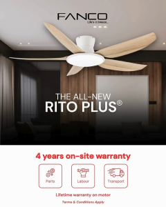 Fanco Rito Plus DC Motor Ceiling Fan Smart Wi-Fi 5 Blade 46/56 Inch with 36W LED Dimmable and Remote