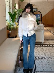 CHANGTONG | Korean Style High-quality Short Collar Tweed Coat