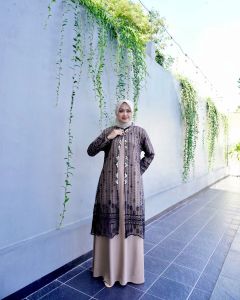 KODE JNH - Yasmin Dress Tile Bordir Kombinasi Ceruty / Gamis Kondangan Elegant / Fashion Muslim