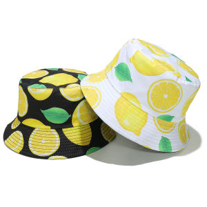 Reversible Lemon Fruit Print + Classic Black Design Bucket Hat Lightweight and Foldable Suitable for All Seasons Outdoor Sun Protection Hat Perfect for Everyday Casual Wear and Beach Vacations