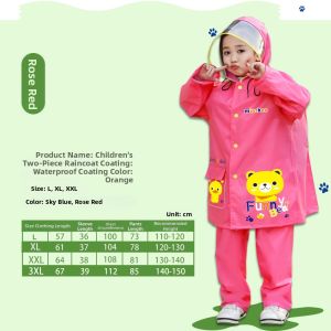 Childrens Waterproof Raincoat Suit with Backpack Space Wide Brim
