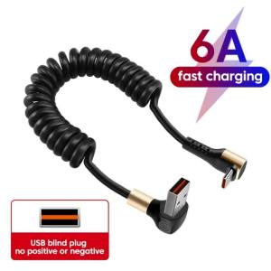 Cáp USB Type C 6A Sạc Nhanh 90 °   Dây Cáp Dữ Liệu Elbow Dành Cho iPhone 15 16 Huawei Xiaomi Chất Liệu Bện Hỗ Trợ Sạc Nhanh