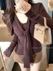 GUZILIAN | Korean Style Attractive Binding Long Sleeve Knitwear