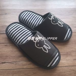 Spring and Autumn Cartoon Adorable Knit Cotton Open Toe Slippers for Home Floors