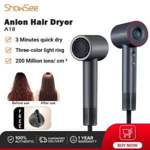 Showsee High-Speed Hair Dryer Quick Drying Blower Negative Ion Hair Care Four Heat Setting