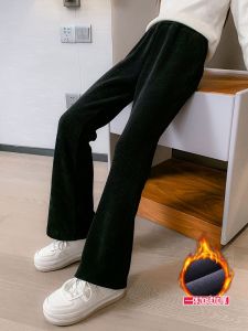 Thickened Fleece Childrens Casual Pants Winter New Style Girls Flared Trousers Outerwear for Big Kids Warm Comfortable Long Pants