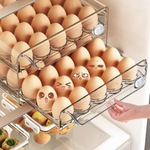 YINGYU | Transparent Drawer-style Egg Storage Box High Capacity Dual Layer Divided