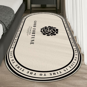 French Style Bedroom Carpet Living Room Sofa Tea Table Mat Easy Cleaning Non-Slip Home Use Bedside Rug Oval Shaped Circle Fleece