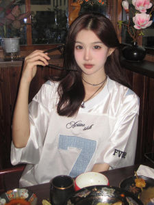 American Retro V-neck Sports Short Sleeve Baby Boy and Girl Summer Digital Jersey Style T-Shirt Stylish Niche Loose Tops Tide