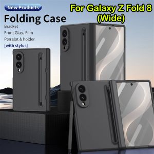 Luxury Skin Feel Phone Case for Samsung Galaxy Z Fold 8 (Wide) Ultra 7 6 5 4 3 with Touch Pen HD Tempered Glass Shockproof Cover