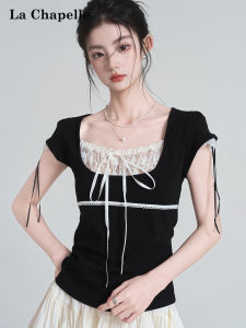 La Chapelle | V-neck Illusion Layered Slim Fit T-shirt for Women