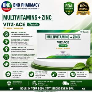 VITZ-ACE Multivitamins + Zinc 100 CAPSULES FDA Approved BNDPHARMA