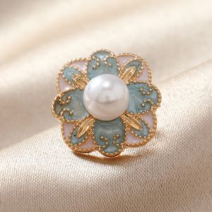 Chinese Style Han Costume Horse-Face Skirt Accessories Imitation Enamel Glaze and Colours Collar Pin Clasp Womens Fashion Tape Temperament Shirt Pearl Badge