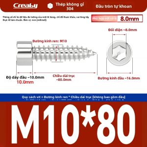Creaby | Vít Tự Khoan 304 Thép Không Gỉ Lục Giác