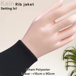 KAIN RIB JAKET WARNA HITAM POLOS DAN SALUR UNTUK BAGIAN LEHER TANGAN PINGGANG TEBAL MURAH