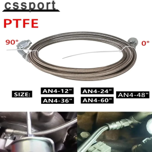 Universal 12 24 36 48”60 Turbine Oil Feed AN4 90 Degree X Straight PTFE Pipe Turbo Oil Feed Line Kit Easy to Install