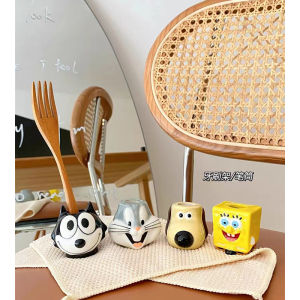 Creative Cartoon Bath Ceramic Toothbrush Holder Electric Toothbrush Stand Bathroom Decoration Storage Rack Desktop Pen Holder
