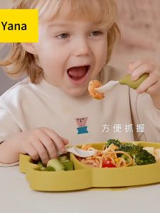 เด็ก PPSU ส้อมช้อนซิลิโคนจับสั้นการฝึกอบรมส้อมช้อน0-6เดือนป้อนอาหารเด็กอุปกรณ์บนโต๊ะอาหารเสริมชุดช้อนอาหารจัดส่งฟรีช้อนส้อมเด็ก