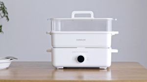Nồi lẩu đa năng Lock&Lock Bianco Electric Multicooker 4.5L EJP154IVY màu ngà 4in1 lẩu nướng luộc hấp chống dính