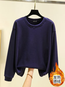 เสื้อยืดคอกลมแขนยาวหนาสำหรับผู้หญิงในฤดูหนาว เสื้อสเวตเตอร์แบบลำลอง เสื้อชั้นในแบบสวมสบาย เสื้อผ้าทำงานแบบลำลอง