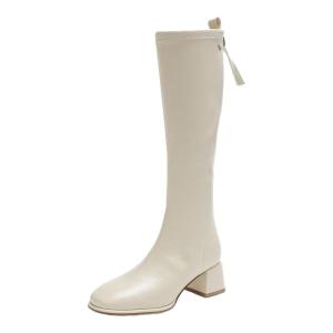 Josiny | White High Heel Long Boots with Rough Heel New for 2026