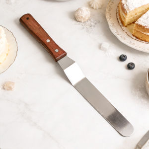 Icing Spatula Stainless Steel Offset Cake Spatula with Wood Handle Cake Decorating Spatula for Pizzas Icing Cakes Cheese