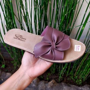 Sandal Flat Wanita Motip Bunga Cantik SoL Karet