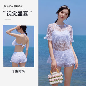 Womens Two-Piece Swimsuit 2025 New Three-Piece Set Hot Spring Bathing Slimming Belly Covering Adult Cover-Up Beach Vacation