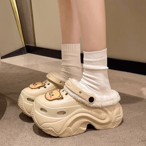 Giày Cao Gót Đế Dày Lót Lông Cừu Mùa Đông Thoải Mái Cho Nữ Giày Bệt Đế Dày Đa Năng Trong Nhà Giày Bệt Cotton Đế EVA