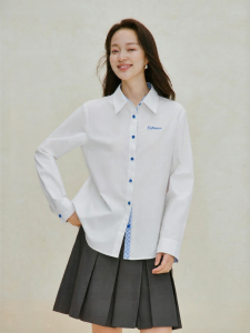 INMAN | Business Plaid and Embroidery Loose Shoulder Long Sleeve Shirt