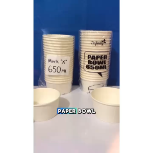 Trifinity Paper Bowl Tebal 360ml 500ml 650ml 800ml Per Pack Hanya Body Mangkok Kertas Tahan Panas Medan